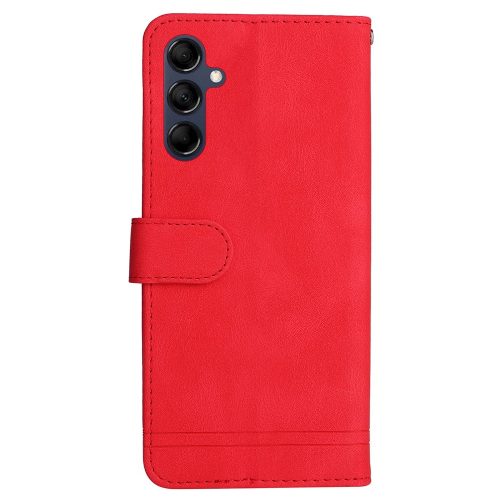 For Samsung Galaxy M14 5G Leather Wallet Cases Skin Touch Phone Cover Stand with Strap - Red