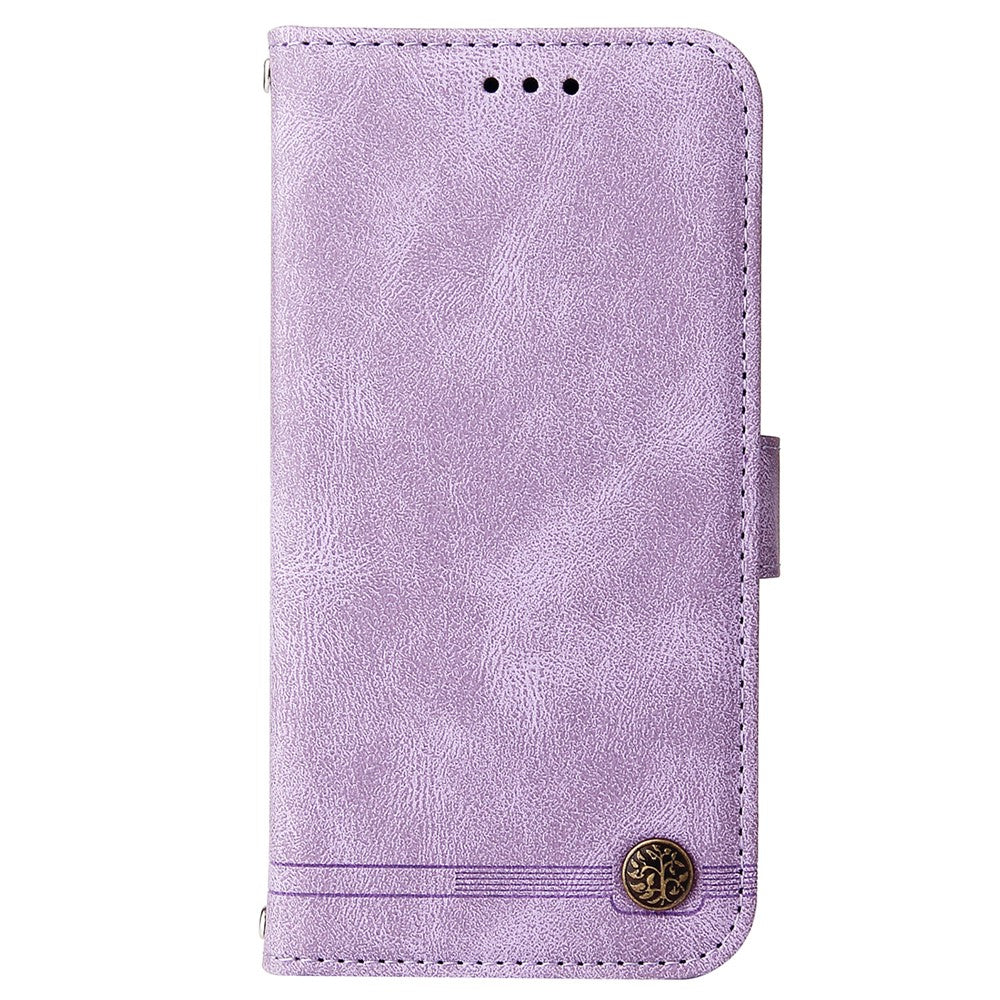 For Samsung Galaxy M14 5G Leather Wallet Cases Skin Touch Phone Cover Stand with Strap - Purple