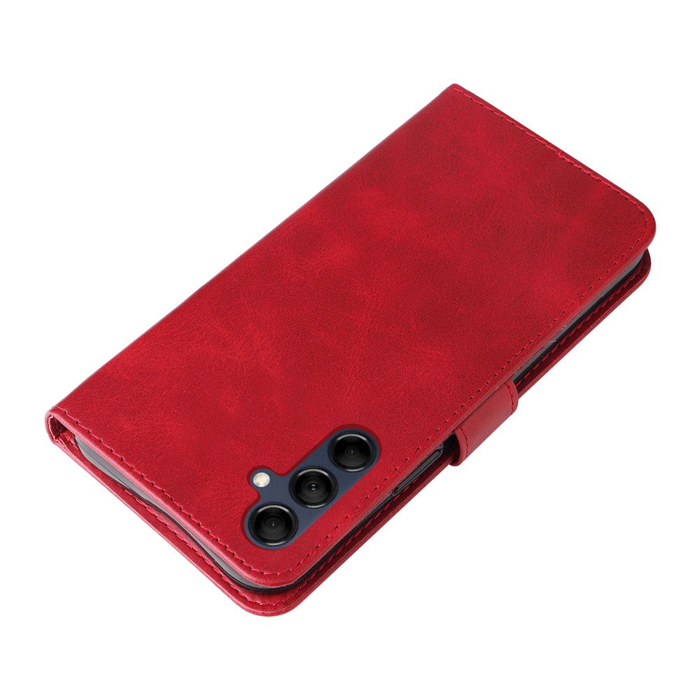 For Samsung Galaxy M14 5G PU Leather Case Zipper Pocket Calf Texture Stand Wallet Phone Cover - Red