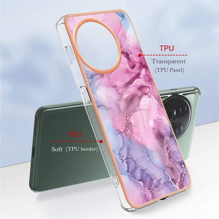 YB IMD Series-16 Style E Phone Case For OnePlus 11 5G , 2.0mm Electroplating IMD Marble Pattern TPU Cover - Rose
