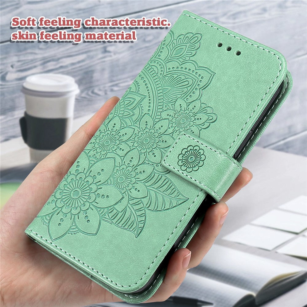 For Samsung Galaxy M14 5G Case Floral Pattern PU Leather Wallet Stand Phone Cover - Green