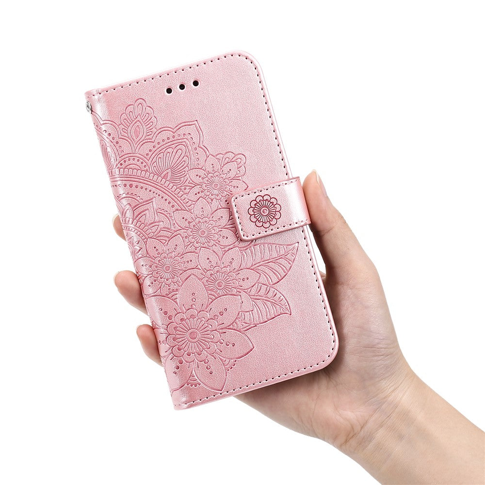 For Samsung Galaxy M14 5G Case Floral Pattern PU Leather Wallet Stand Phone Cover - Pink