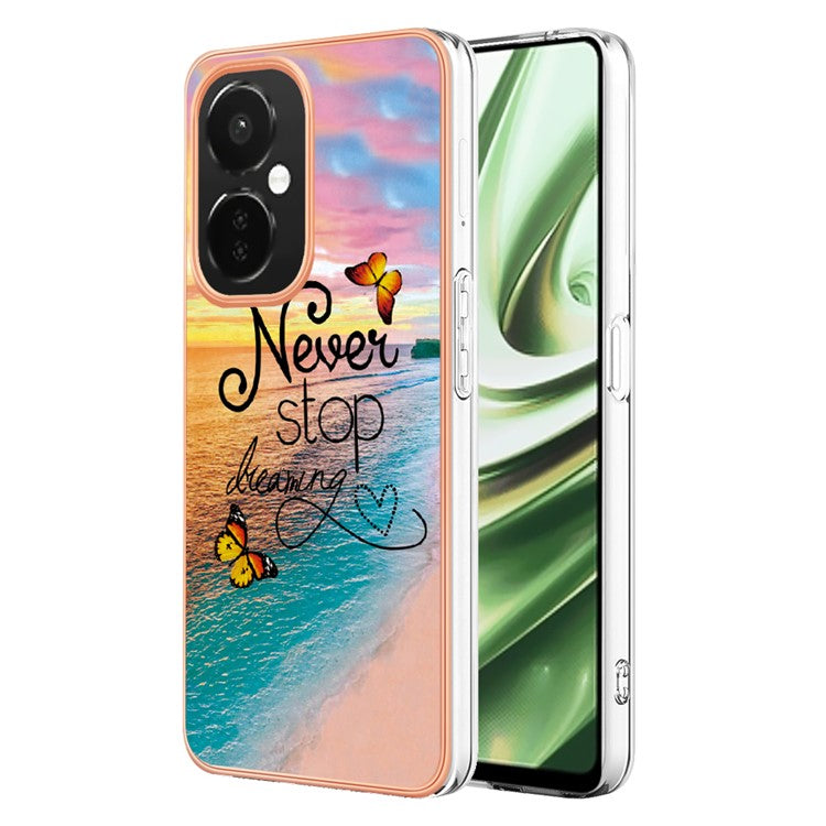 YB IMD Series-1 for OnePlus Nord CE 3 Lite 5G / Nord N30 5G Electroplating Phone Cover Marble Floral Pattern TPU IMD Case - Never Stop Dreaming
