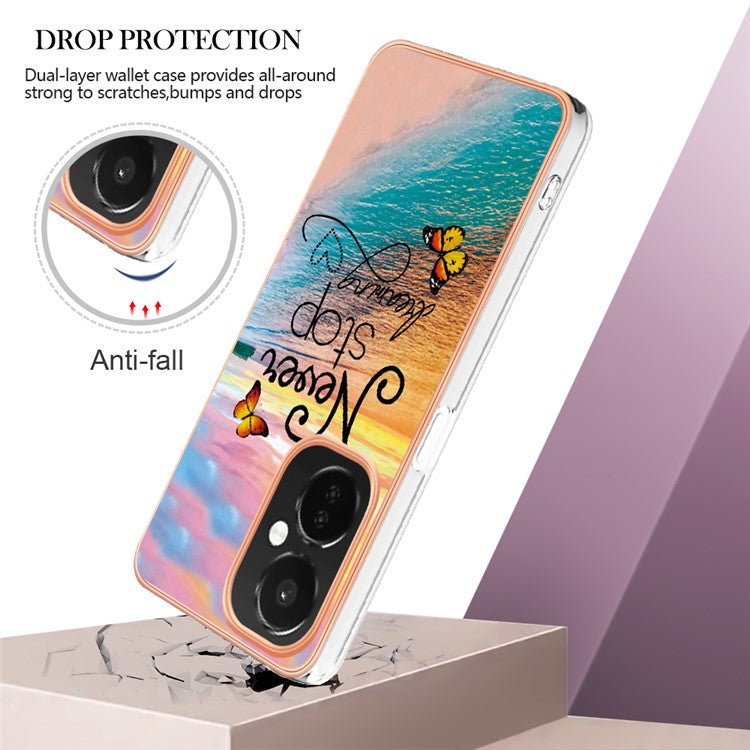 YB IMD Series-1 for OnePlus Nord CE 3 Lite 5G / Nord N30 5G Electroplating Phone Cover Marble Floral Pattern TPU IMD Case - Never Stop Dreaming