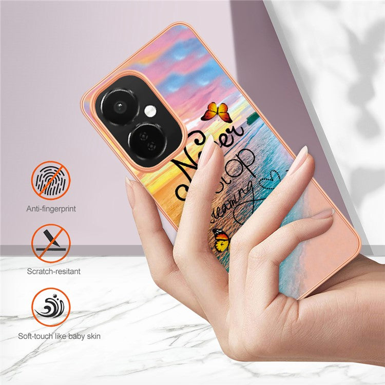 YB IMD Series-1 for OnePlus Nord CE 3 Lite 5G / Nord N30 5G Electroplating Phone Cover Marble Floral Pattern TPU IMD Case - Never Stop Dreaming