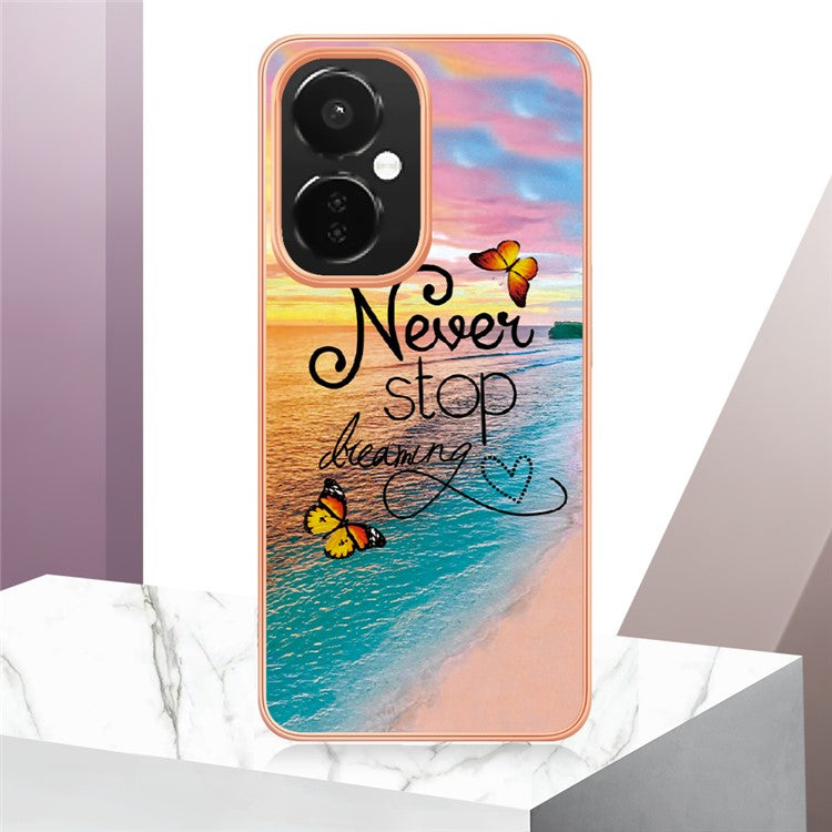 YB IMD Series-1 for OnePlus Nord CE 3 Lite 5G / Nord N30 5G Electroplating Phone Cover Marble Floral Pattern TPU IMD Case - Never Stop Dreaming