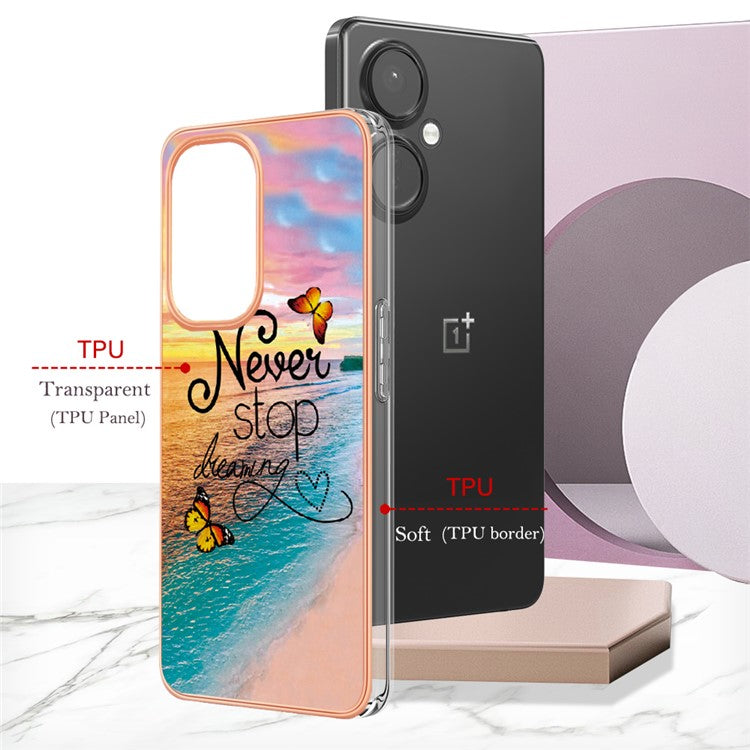 YB IMD Series-1 for OnePlus Nord CE 3 Lite 5G / Nord N30 5G Electroplating Phone Cover Marble Floral Pattern TPU IMD Case - Never Stop Dreaming