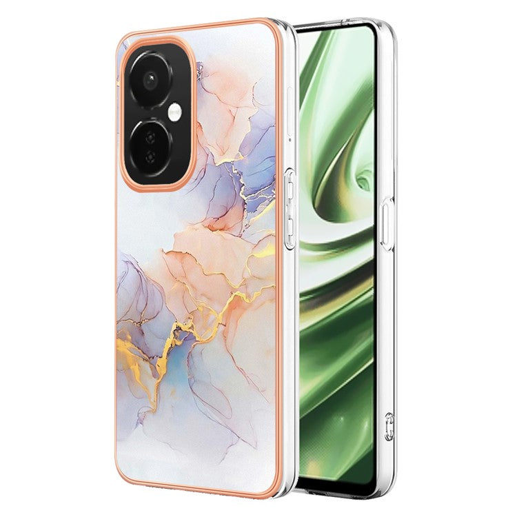YB IMD Series-1 for OnePlus Nord CE 3 Lite 5G / Nord N30 5G Electroplating Phone Cover Marble Floral Pattern TPU IMD Case - Milky Way Marble White