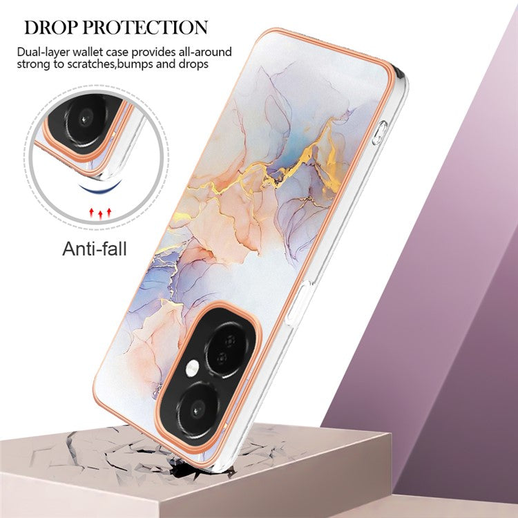 YB IMD Series-1 for OnePlus Nord CE 3 Lite 5G / Nord N30 5G Electroplating Phone Cover Marble Floral Pattern TPU IMD Case - Milky Way Marble White