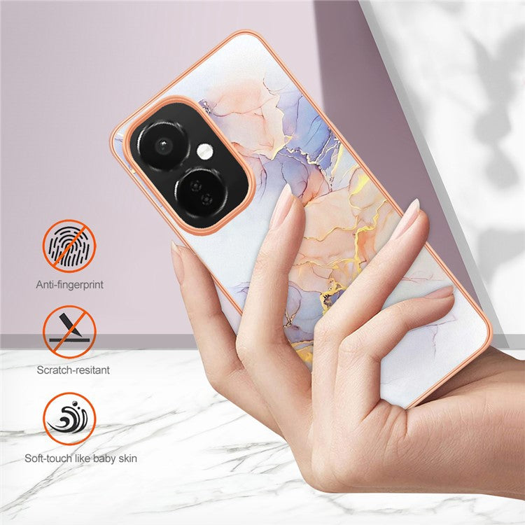YB IMD Series-1 for OnePlus Nord CE 3 Lite 5G / Nord N30 5G Electroplating Phone Cover Marble Floral Pattern TPU IMD Case - Milky Way Marble White