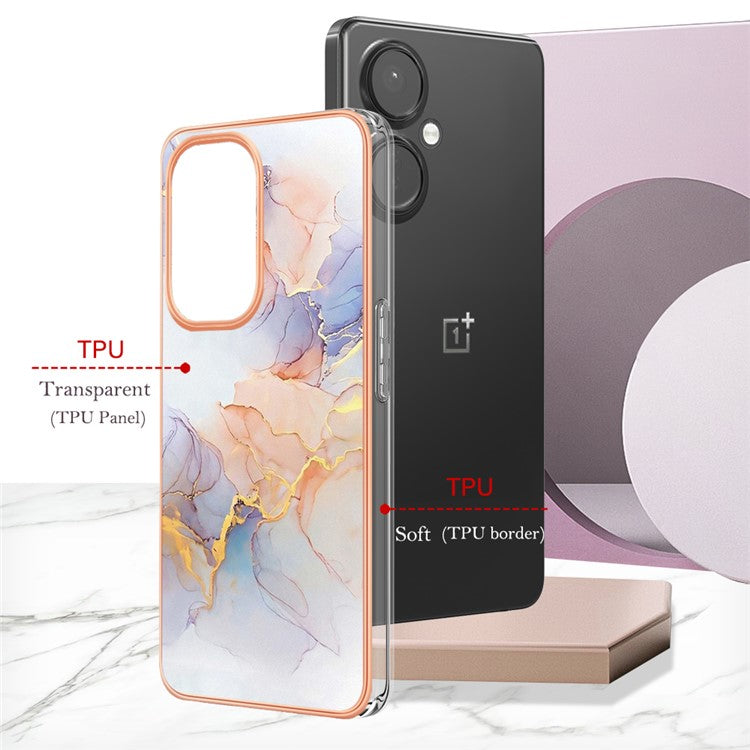YB IMD Series-1 for OnePlus Nord CE 3 Lite 5G / Nord N30 5G Electroplating Phone Cover Marble Floral Pattern TPU IMD Case - Milky Way Marble White