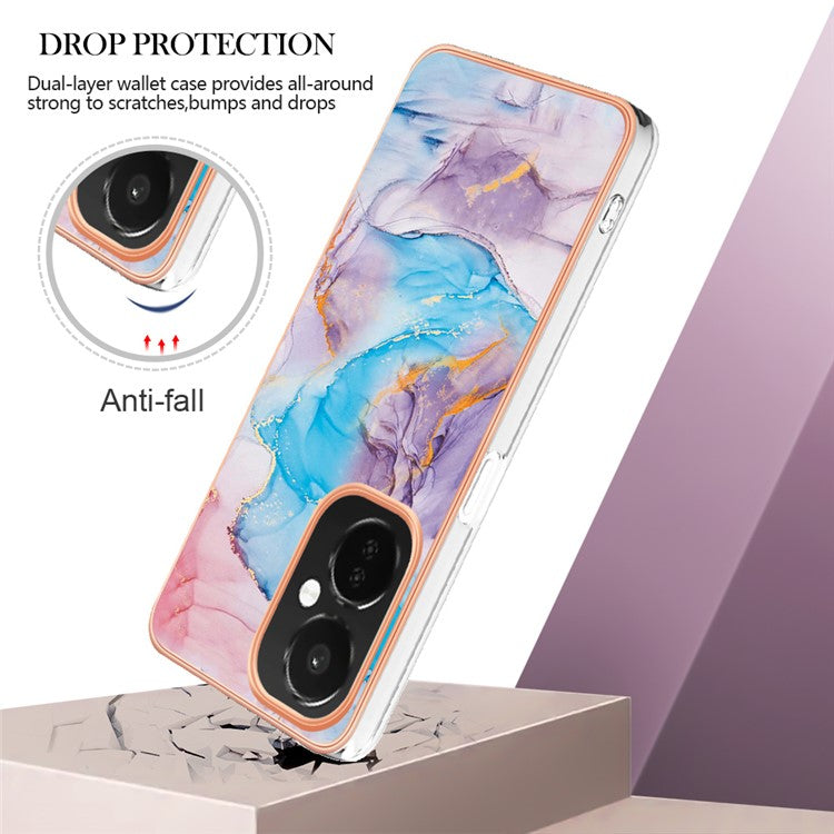 YB IMD Series-1 for OnePlus Nord CE 3 Lite 5G / Nord N30 5G Electroplating Phone Cover Marble Floral Pattern TPU IMD Case - Milky Way Marble Blue