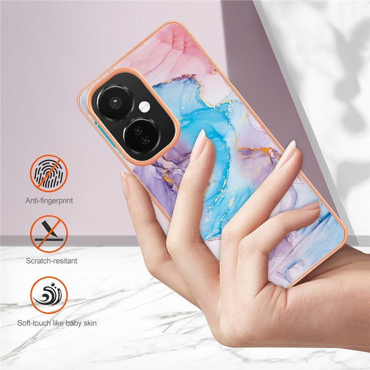 YB IMD Series-1 for OnePlus Nord CE 3 Lite 5G / Nord N30 5G Electroplating Phone Cover Marble Floral Pattern TPU IMD Case - Milky Way Marble Blue