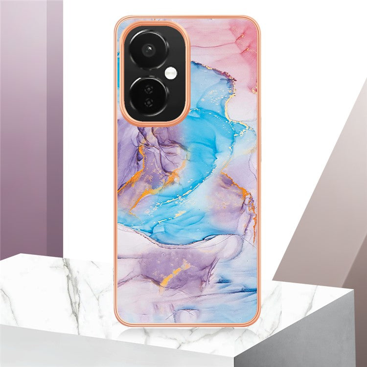 YB IMD Series-1 for OnePlus Nord CE 3 Lite 5G / Nord N30 5G Electroplating Phone Cover Marble Floral Pattern TPU IMD Case - Milky Way Marble Blue