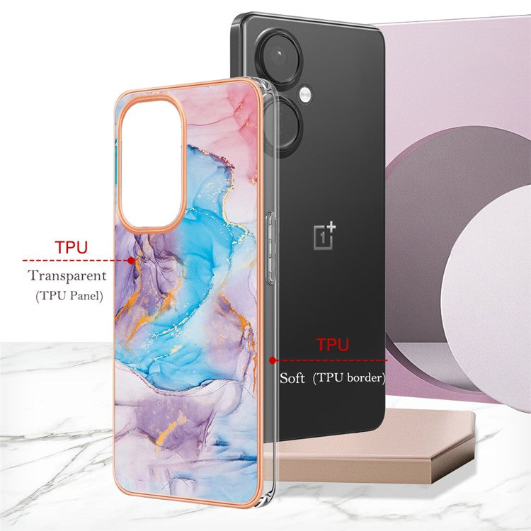 YB IMD Series-1 for OnePlus Nord CE 3 Lite 5G / Nord N30 5G Electroplating Phone Cover Marble Floral Pattern TPU IMD Case - Milky Way Marble Blue