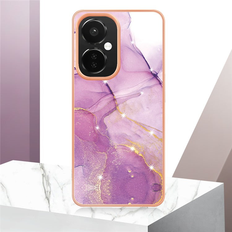 For OnePlus Nord CE 3 Lite 5G / Nord N30 5G YB IMD Series-2 Marble Pattern IMD TPU Case Electroplating Frame Phone Cover - Purple 001