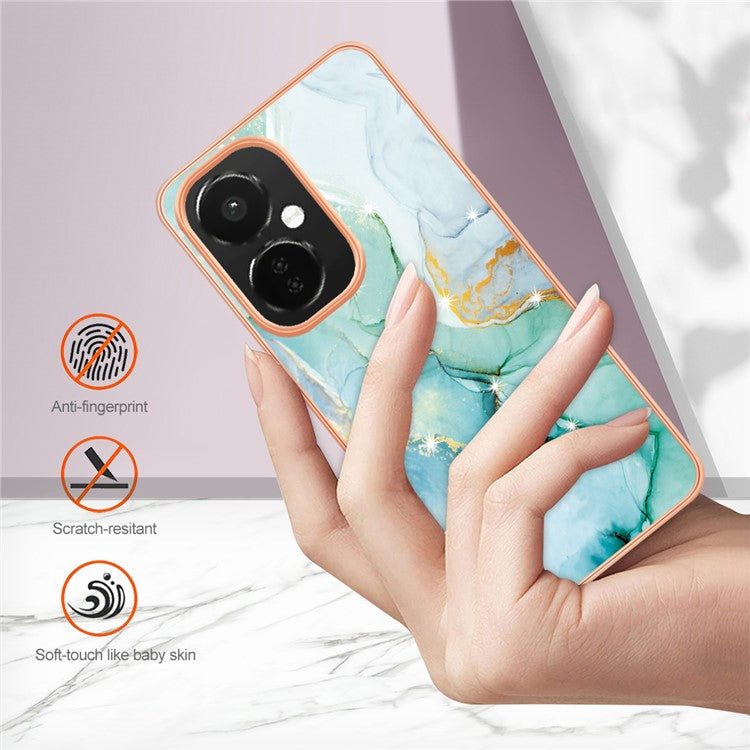 For OnePlus Nord CE 3 Lite 5G / Nord N30 5G YB IMD Series-2 Marble Pattern IMD TPU Case Electroplating Frame Phone Cover - Green 003
