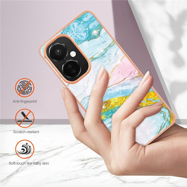 For OnePlus Nord CE 3 Lite 5G / Nord N30 5G YB IMD Series-2 Marble Pattern IMD TPU Case Electroplating Frame Phone Cover - Green 004