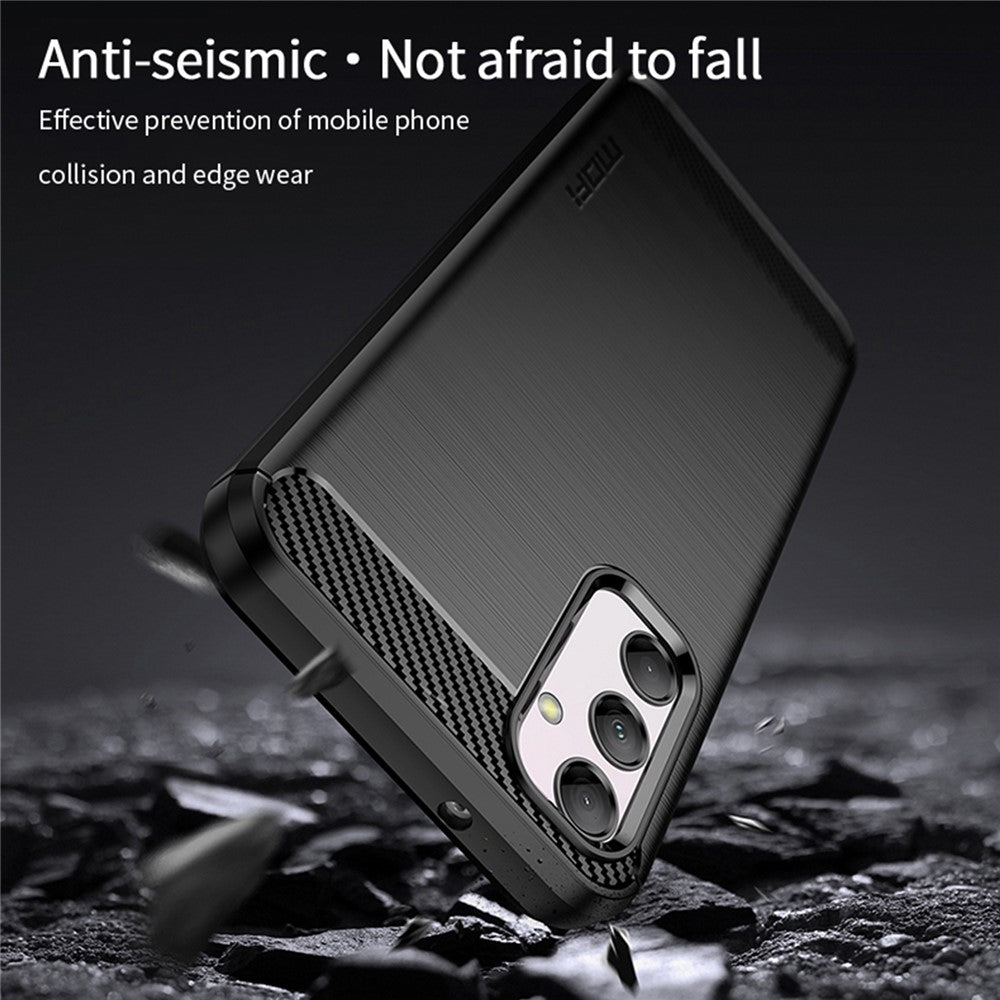 MOFI JK TPU Series-1 for Samsung Galaxy M14 5G Soft TPU Cover Carbon Fiber Brushed Phone Shell - Black