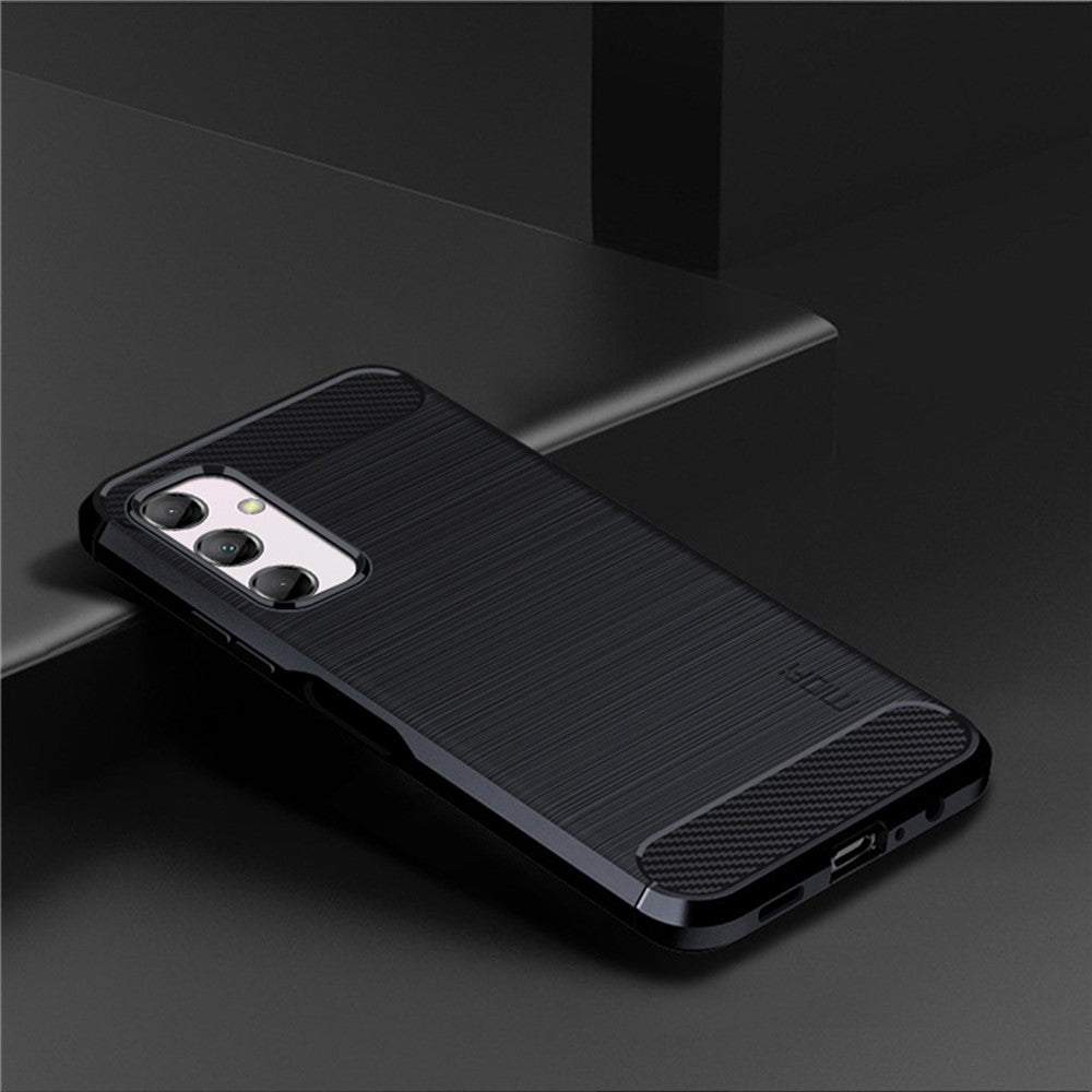 MOFI JK TPU Series-1 for Samsung Galaxy M14 5G Soft TPU Cover Carbon Fiber Brushed Phone Shell - Blue