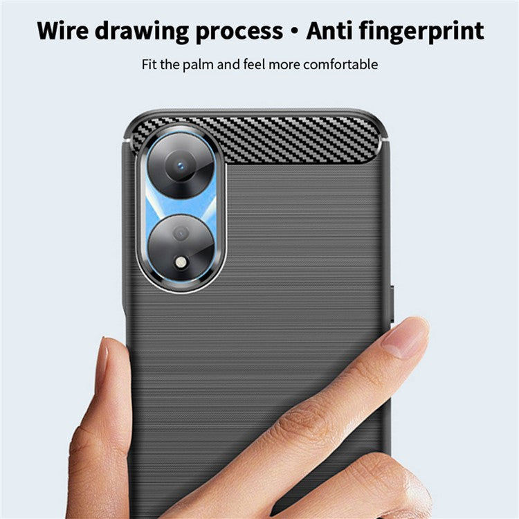 MOFI JK TPU Series-1 Carbon Fiber Back Cover for Oppo A58 5G / A58x 5G / A78 5G Brushed TPU Phone Shell - Red