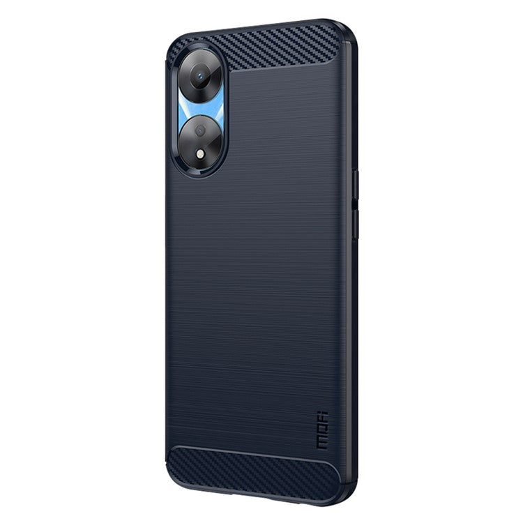 MOFI JK TPU Series-1 Carbon Fiber Back Cover for Oppo A58 5G / A58x 5G / A78 5G Brushed TPU Phone Shell - Blue