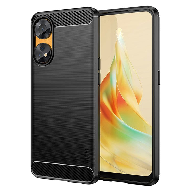 MOFI JK TPU Series-1 For Oppo Reno8 T 4G Carbon Fiber Back Cover Brushed TPU Phone Shell - Black