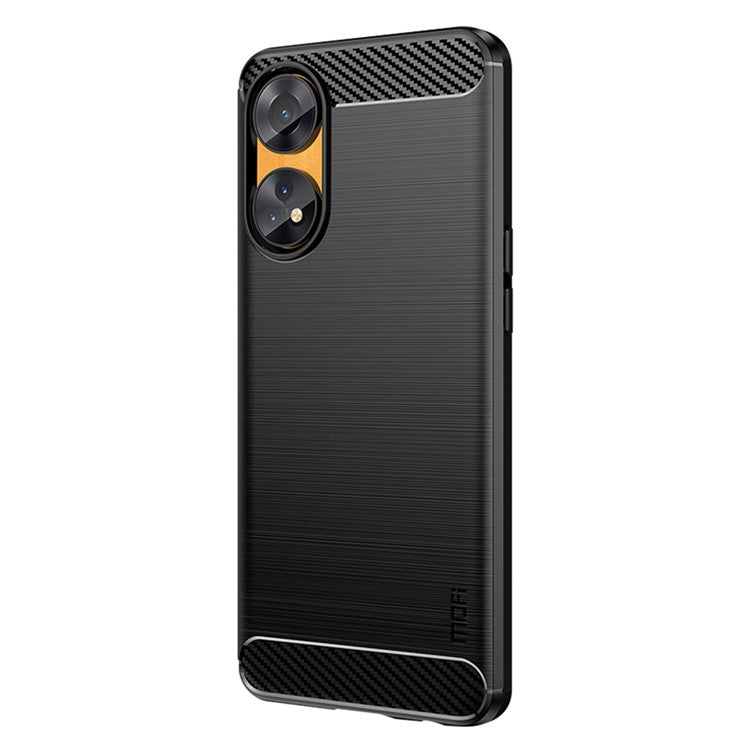 MOFI JK TPU Series-1 For Oppo Reno8 T 4G Carbon Fiber Back Cover Brushed TPU Phone Shell - Black