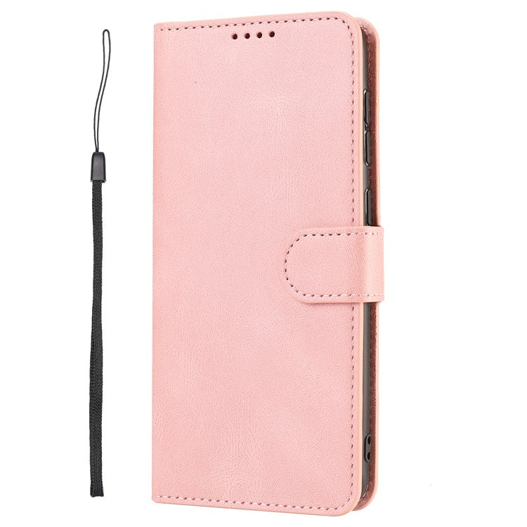 For Oppo A74 4G / F19 Shockproof Case Wallet Phone Shell Anti-Drop Leather Phone Cover with Strap - Pink