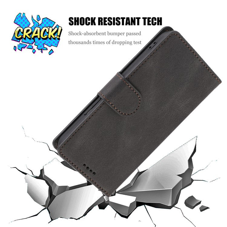 For Oppo A74 4G / F19 Shockproof Case Wallet Phone Shell Anti-Drop Leather Phone Cover with Strap - Black