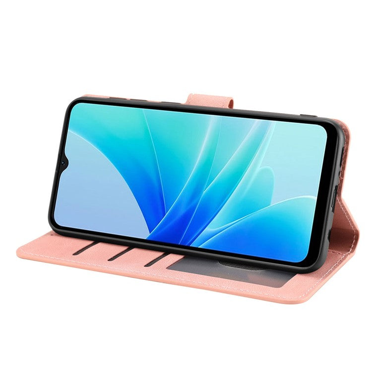 Leather Phone Case for Oppo A57 (2022) 5G / A77 5G / A97 5G / Realme Q5i / V23 5G / Narzo 50 5G / OnePlus Nord N300 5G , Wallet Stand Flip Cover - Pink