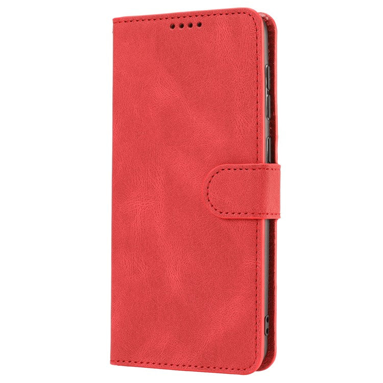 Leather Phone Case for Oppo A57 (2022) 5G / A77 5G / A97 5G / Realme Q5i / V23 5G / Narzo 50 5G / OnePlus Nord N300 5G , Wallet Stand Flip Cover - Red