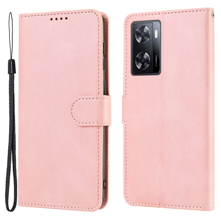 PU Leather Case for Oppo A57 4G / A77 4G / A57s 4G / A57e 4G / A77s 4G / OnePlus Nord N20 SE 4G , Wallet Stand Flip Phone Cover - Pink