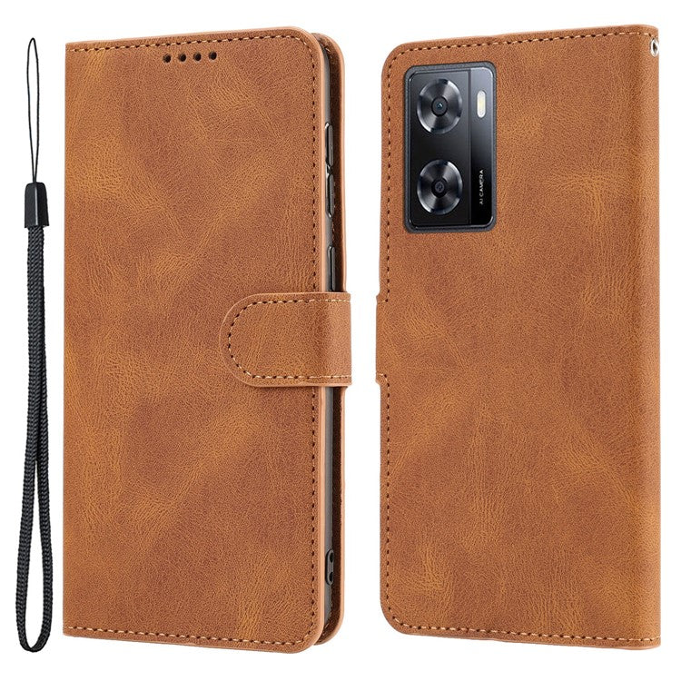 PU Leather Case for Oppo A57 4G / A77 4G / A57s 4G / A57e 4G / A77s 4G / OnePlus Nord N20 SE 4G , Wallet Stand Flip Phone Cover - Brown