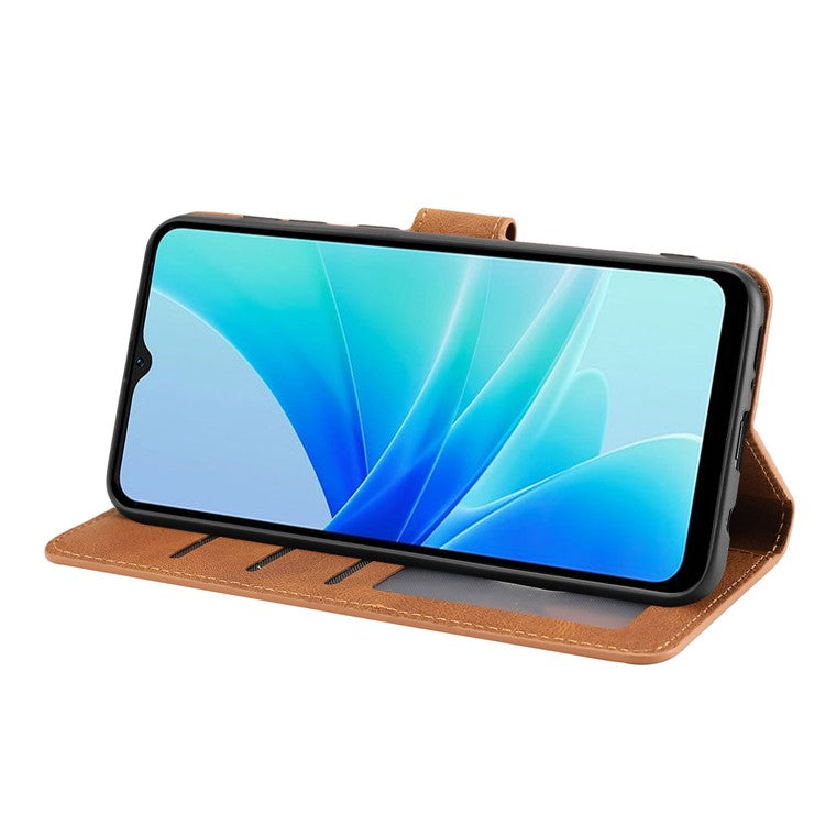 PU Leather Case for Oppo A57 4G / A77 4G / A57s 4G / A57e 4G / A77s 4G / OnePlus Nord N20 SE 4G , Wallet Stand Flip Phone Cover - Brown