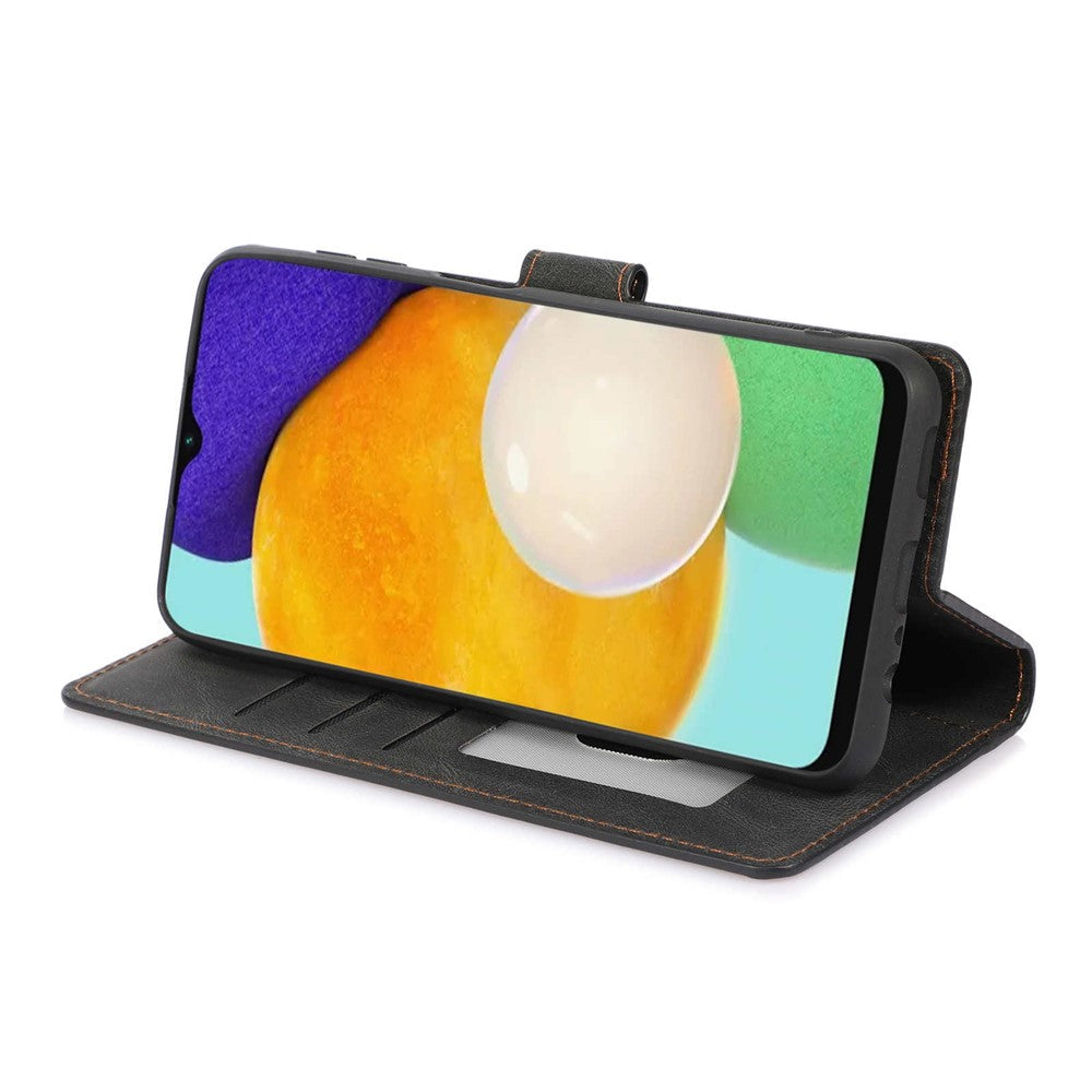 Stand Wallet Case for Samsung Galaxy M13 5G Drop Resistant PU Leather Phone Cover with Strap - Black