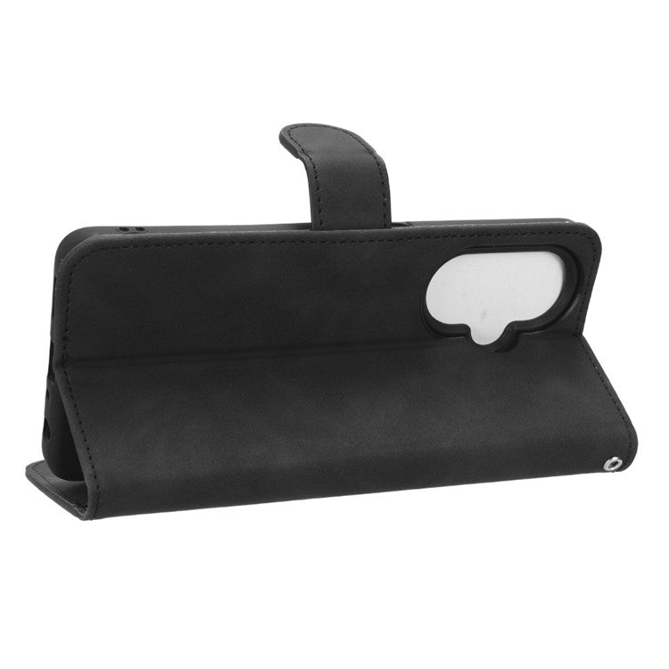 Phone Wallet Case for OnePlus Nord CE 3 Lite 5G / Nord N30 5G , PU Leather Skin-touch Protective Stand Phone Cover - Black