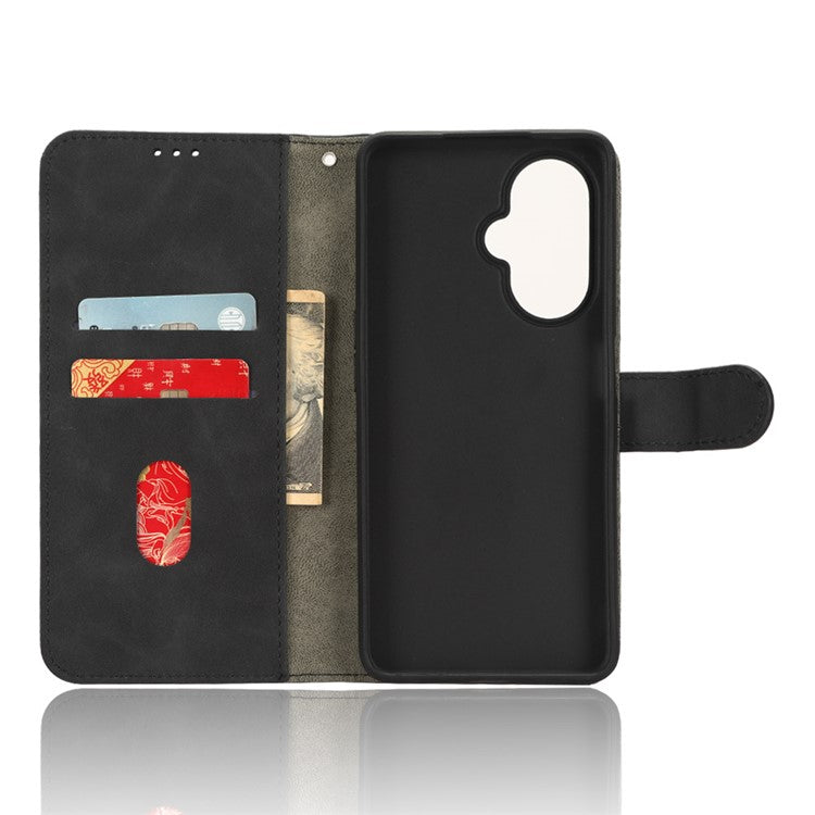 Phone Wallet Case for OnePlus Nord CE 3 Lite 5G / Nord N30 5G , PU Leather Skin-touch Protective Stand Phone Cover - Black