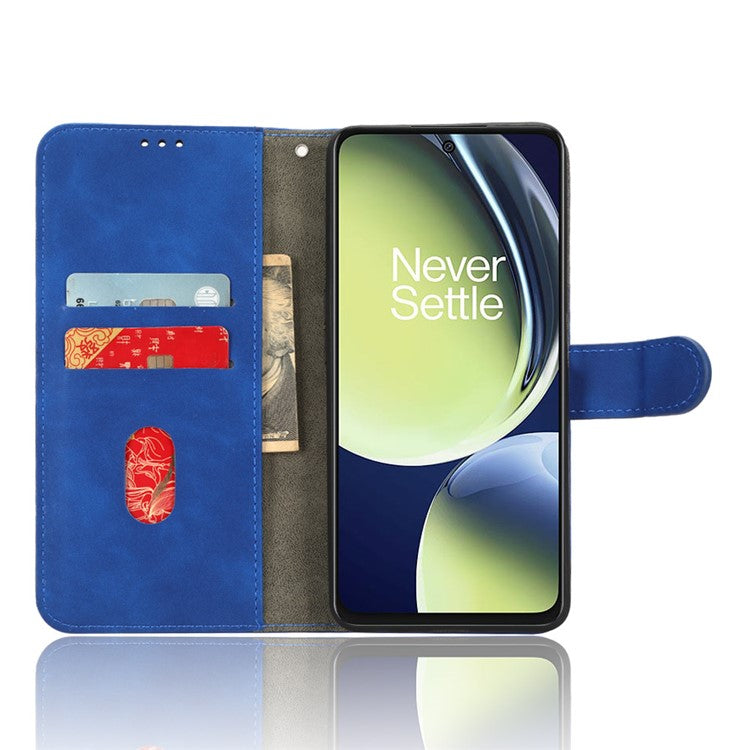 Phone Wallet Case for OnePlus Nord CE 3 Lite 5G / Nord N30 5G , PU Leather Skin-touch Protective Stand Phone Cover - Blue