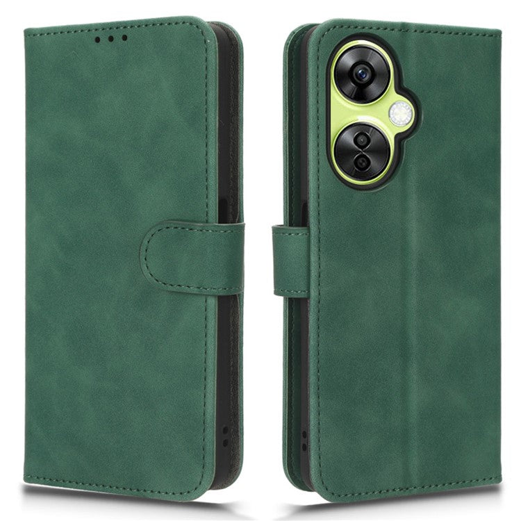 Phone Wallet Case for OnePlus Nord CE 3 Lite 5G / Nord N30 5G , PU Leather Skin-touch Protective Stand Phone Cover - Green