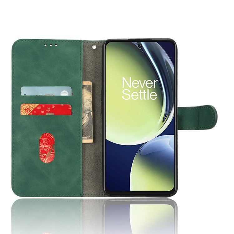 Phone Wallet Case for OnePlus Nord CE 3 Lite 5G / Nord N30 5G , PU Leather Skin-touch Protective Stand Phone Cover - Green