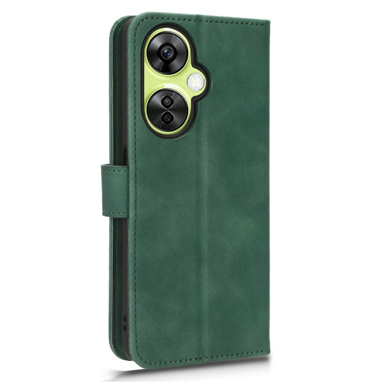 Phone Wallet Case for OnePlus Nord CE 3 Lite 5G / Nord N30 5G , PU Leather Skin-touch Protective Stand Phone Cover - Green