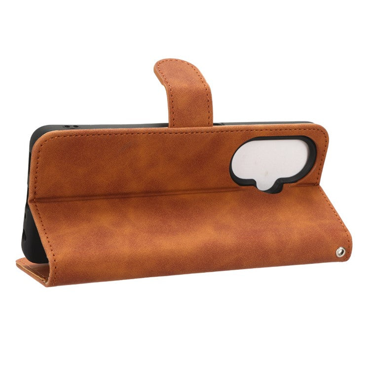 Phone Wallet Case for OnePlus Nord CE 3 Lite 5G / Nord N30 5G , PU Leather Skin-touch Protective Stand Phone Cover - Brown