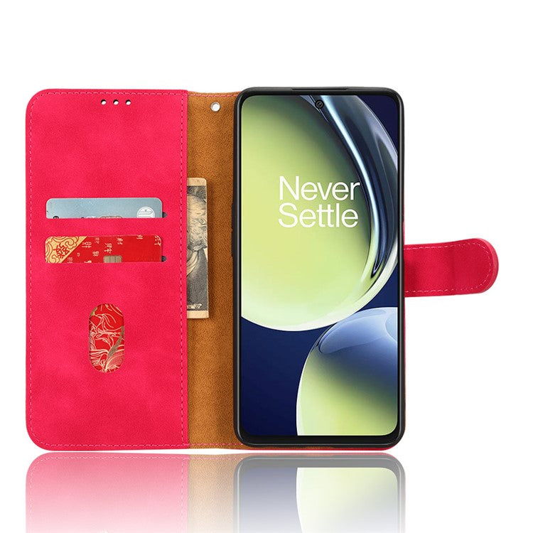 Phone Wallet Case for OnePlus Nord CE 3 Lite 5G / Nord N30 5G , PU Leather Skin-touch Protective Stand Phone Cover - Rose