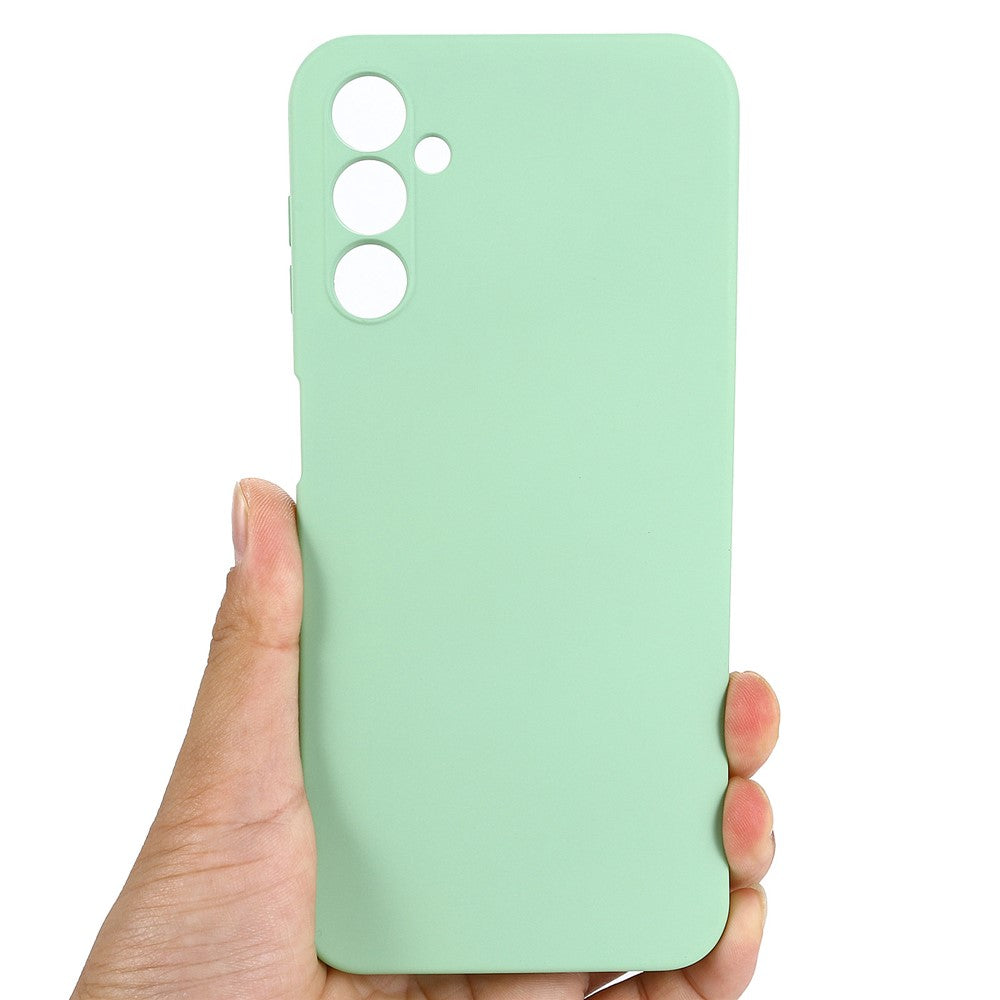 For Samsung Galaxy M14 5G Liquid Silicone Phone Case Soft Lining Shockproof Protective Cover with Strap - Green