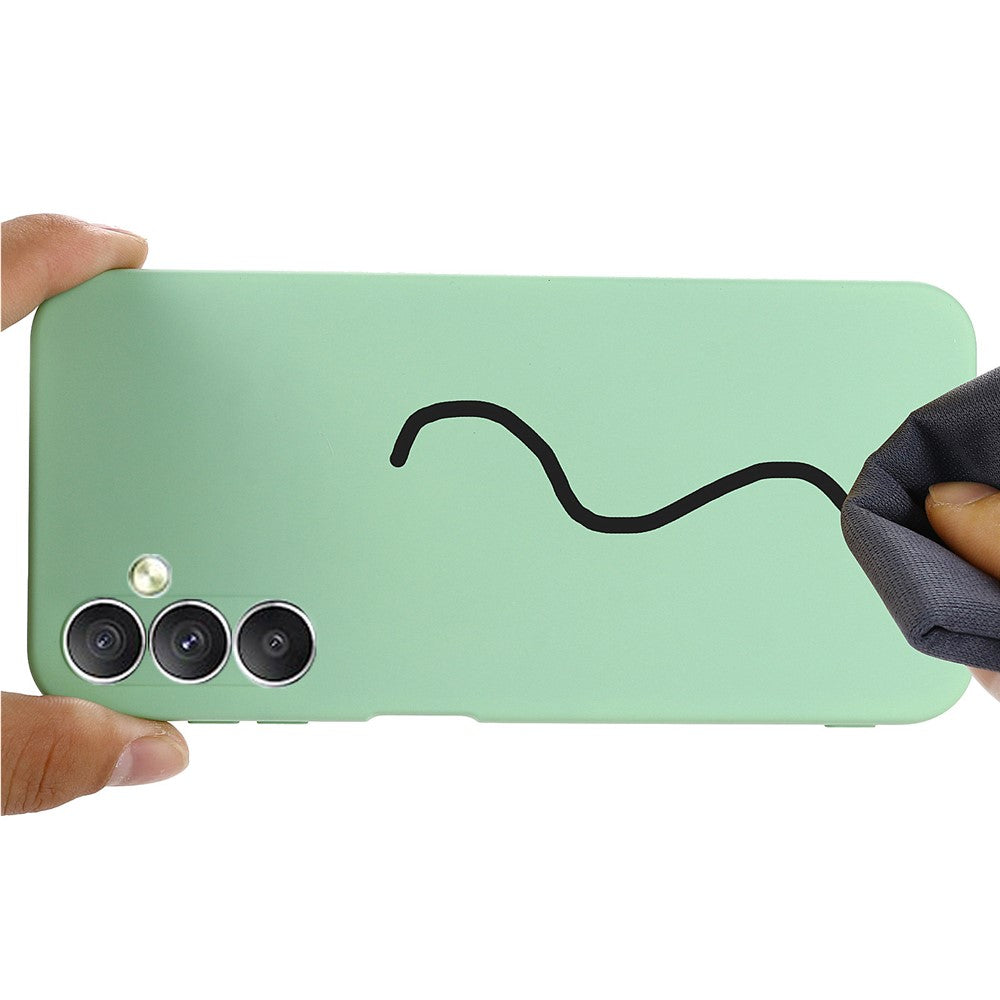 For Samsung Galaxy M14 5G Liquid Silicone Phone Case Soft Lining Shockproof Protective Cover with Strap - Green