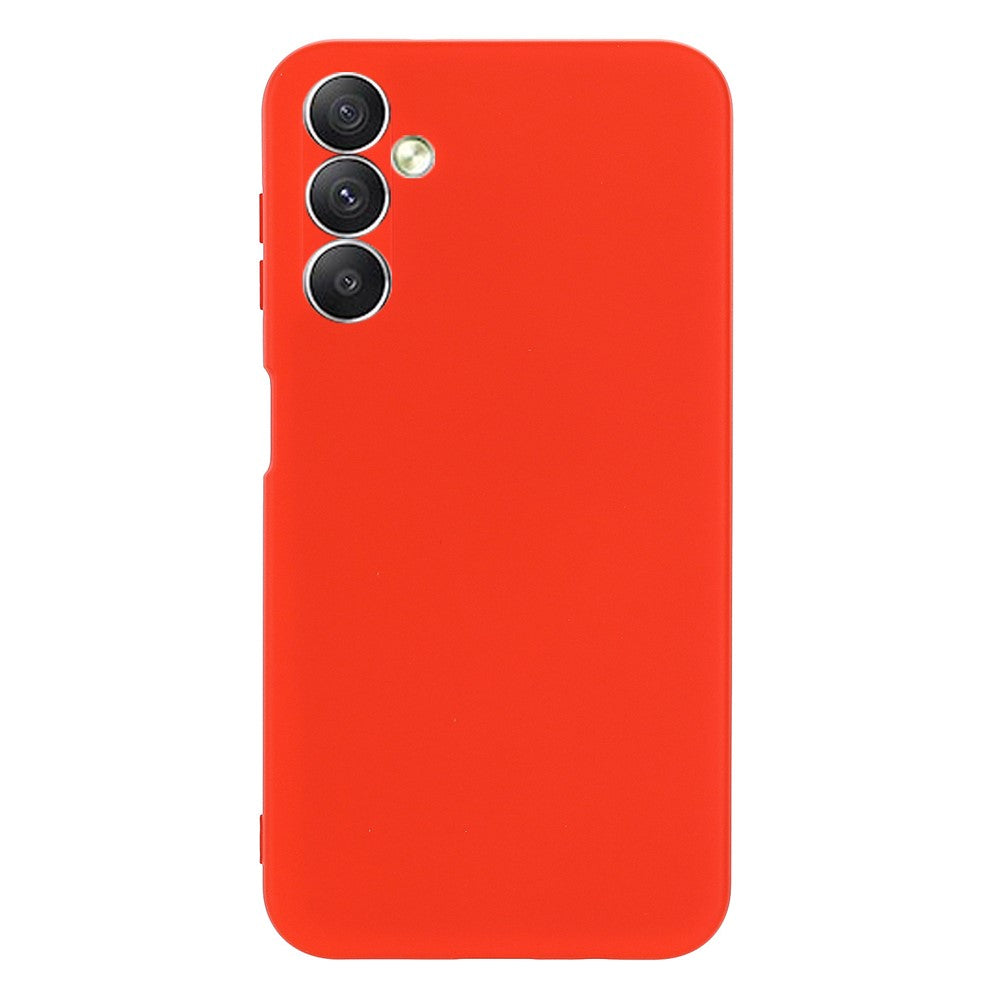 For Samsung Galaxy M14 5G Liquid Silicone Phone Case Soft Lining Shockproof Protective Cover with Strap - Red
