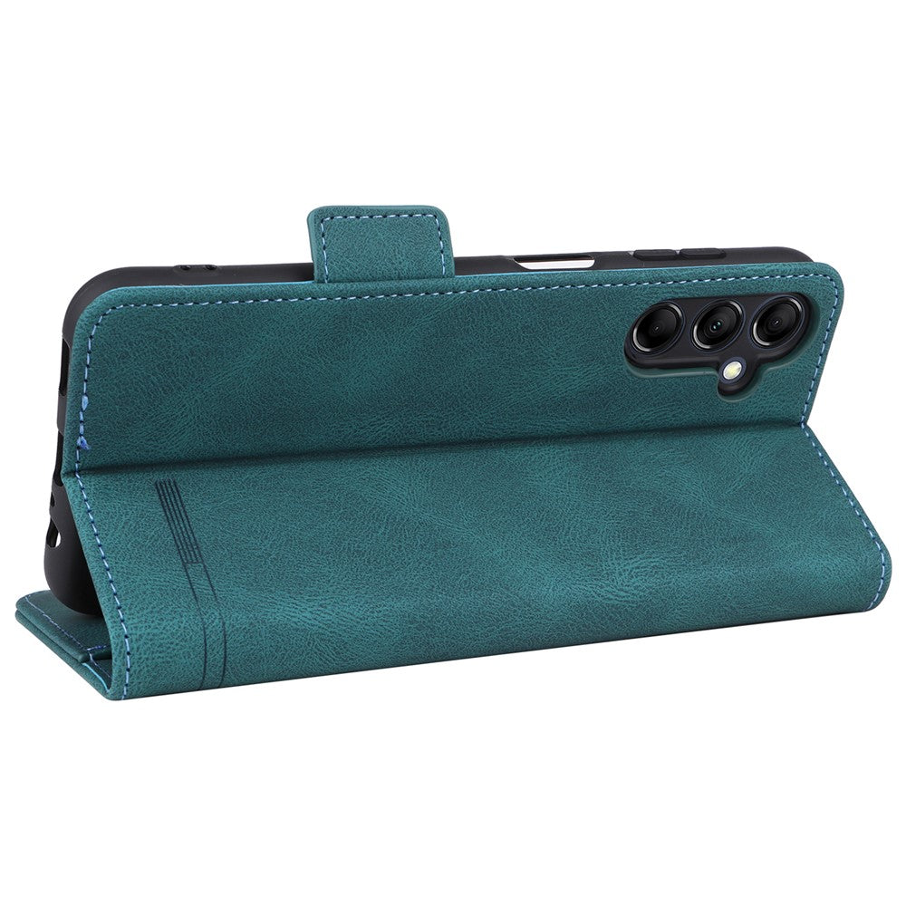 For Samsung Galaxy M14 5G Leather Wallet Phone Case Hardware Decor Flip Stand Cover - Blue