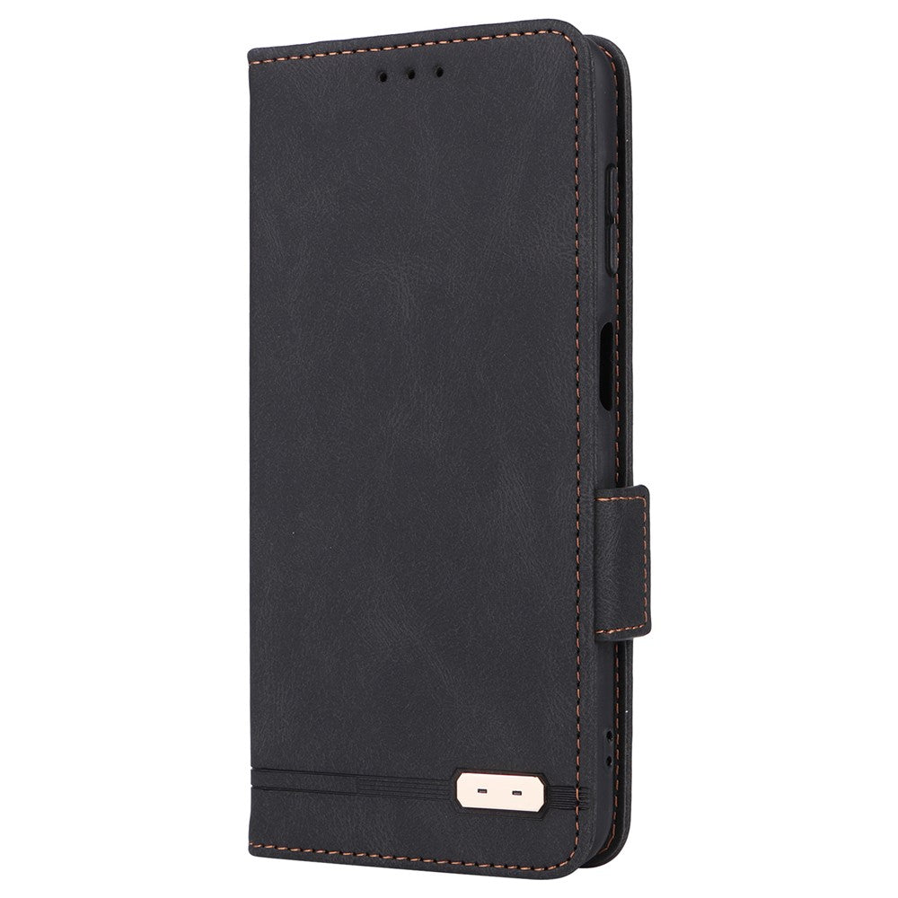 For Samsung Galaxy M14 5G Leather Wallet Phone Case Hardware Decor Flip Stand Cover - Black