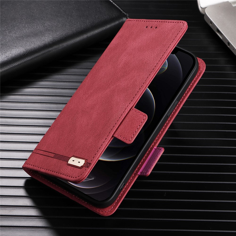 For Samsung Galaxy M14 5G Leather Wallet Phone Case Hardware Decor Flip Stand Cover - Rose